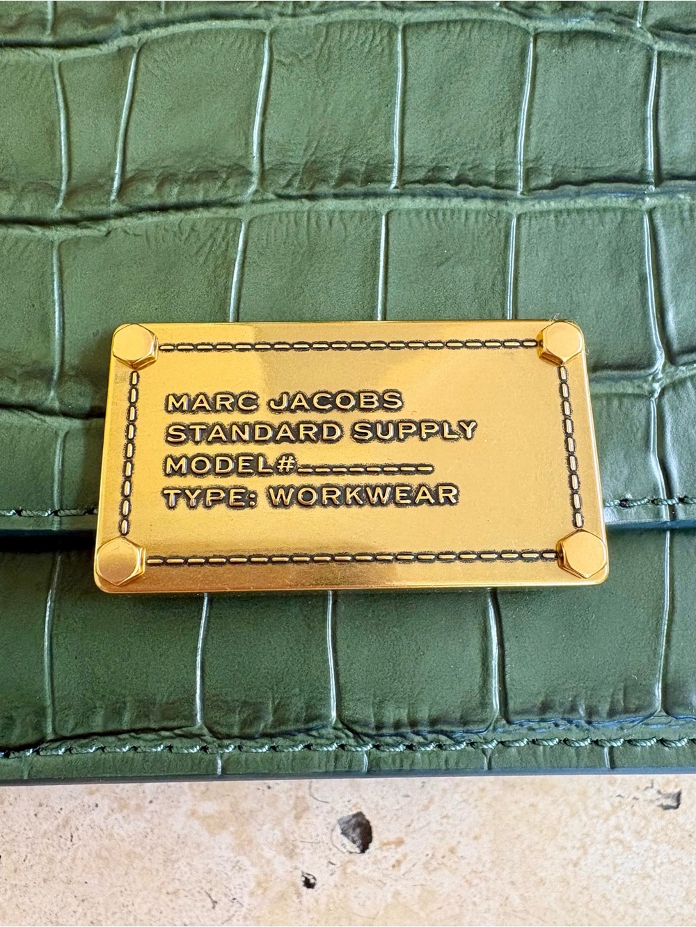 BRAND NEW / Marc Jacobs Green Quilted Croc-Embossed Crossbody with Gold Chain - Picture 2 of 7